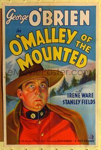 8m589 O'MALLEY OF THE MOUNTED 1sh '36 cool artwork of Canadian Mountie George O'Brien!