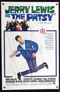 8m634 PATSY 1sh '64 wacky image of star & director Jerry Lewis hanging from strings like a puppet!