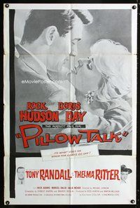 8m643 PILLOW TALK military 1sh '59 bachelor Rock Hudson loves pretty career girl Doris Day!