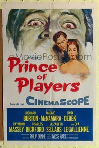 8m660 PRINCE OF PLAYERS 1sh '55 Richard Burton as Edwin Booth, perhaps greatest stage actor ever!