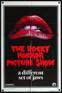 8m686 ROCKY HORROR PICTURE SHOW style A 1sh '75 classic lips image, a different set of jaws!