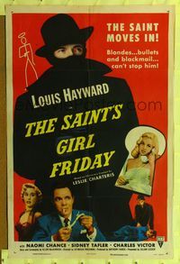 8m690 SAINT'S GIRL FRIDAY 1sh '54 blondes and bullets can't stop Louis Hayward!