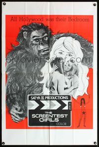 8m699 SCREENTEST GIRLS 1sh '69 Zoltan G. Spencer directed, wild art of gorilla & girls!