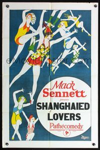 8m714 SHANGHAIED LOVERS stock 1sh '24 stone litho sexy flapper girls!