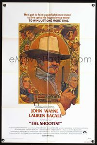 8m717 SHOOTIST 1sh '76 best Richard Amsel artwork of cowboy John Wayne & cast montage!