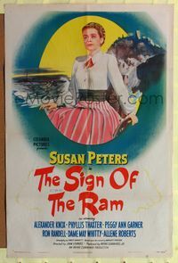 8m718 SIGN OF THE RAM 1sh '48 John Sturges, close-up artwork of Susan Peters!