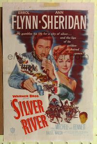 8m722 SILVER RIVER 1sh '48 Errol Flynn gambles for his life & sexiest Ann Sheridan!