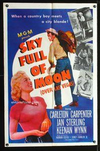8m729 SKY FULL OF MOON 1sh '52 cowboy Carleton Carpenter & Jan Sterling, gambling in Las Vegas!