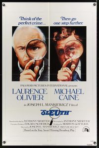 8m737 SLEUTH 1sh '72 close-ups of Laurence Olivier & Michael Caine with magnifying glasses!