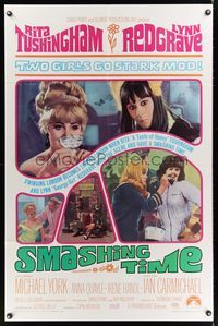 8m740 SMASHING TIME 1sh '68 Rita Tushingham, Lynn Redgrave, two sexy girls go stark mod!
