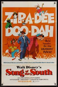 8m749 SONG OF THE SOUTH 1sh R72 Walt Disney, Uncle Remus, Br'er Rabbit & Br'er Bear!