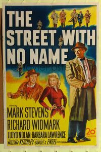 8m773 STREET WITH NO NAME 1sh '48 Richard Widmark, Mark Stevens, Barbara Lawrence, film noir!