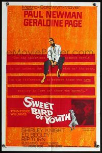 8m786 SWEET BIRD OF YOUTH 1sh '62 Paul Newman, Geraldine Page, from Tennessee Williams' play!