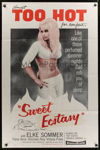 8m788 SWEET ECSTASY 1sh '62 great image of super sexy Elke Sommer, Sweet Violence!