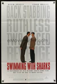 8m793 SWIMMING WITH SHARKS DS 1sh '94 Kevin Spacey screams at Frank Whaley!