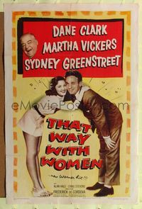 8m818 THAT WAY WITH WOMEN 1sh '47 Dane Clark & Martha Vickers embrace, Sydney Greenstreet!
