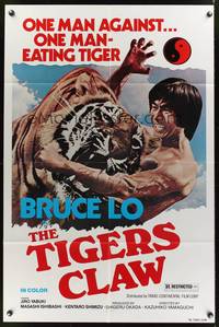 8m845 TIGER'S CLAW 1sh '78 Bruce Lo, wild image of man fighting tiger!