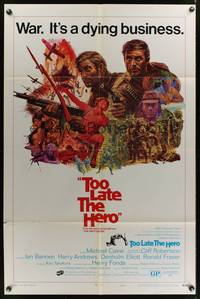 8m864 TOO LATE THE HERO style A 1sh '70 Robert Aldrich, art of Michael Caine & Cliff Robertson!