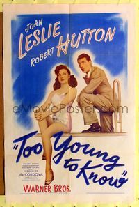 8m867 TOO YOUNG TO KNOW 1sh '45 sexy Joan Leslie, Robert Hutton!