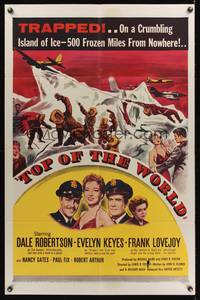 8m868 TOP OF THE WORLD 1sh '55 Dale Robertson & Evelyn Keyes trapped on a crumbling island of ice!