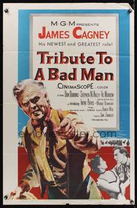 8m880 TRIBUTE TO A BAD MAN 1sh '56 great art of cowboy James Cagney, pretty Irene Papas!