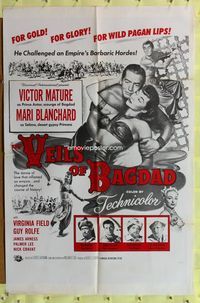 8m918 VEILS OF BAGDAD military 1sh '53 art of Victor Mature & sexy harem girl Mari Blanchard!