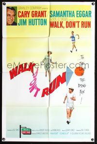 8m934 WALK DON'T RUN 1sh '66 Cary Grant & Samantha Eggar at Tokyo Olympics!
