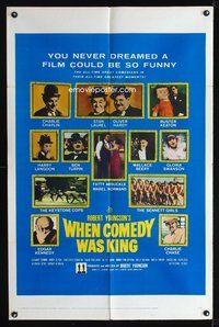 8m951 WHEN COMEDY WAS KING 1sh '60 Charlie Chaplin, Buster Keaton, Laurel & Hardy, Harry Langdon!