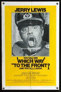 8m954 WHICH WAY TO THE FRONT 1sh '70 wacky c/u of Jerry Lewis as German general w/monocle!