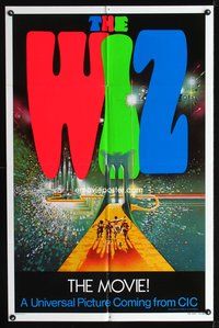8m966 WIZ int'l teaser 1sh '78 Diana Ross, Michael Jackson, Richard Pryor, Wizard of Oz!