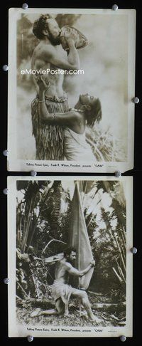 8p576 CAIN 2 8x10s '30 Leon Poirier, cool images of man & woman stranded on a deserted island!