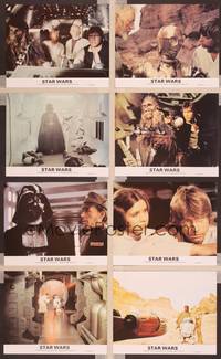 8p340 STAR WARS 8 English FOH LCs '77 George Lucas, Mark Hamill, Harrison Ford, Carrie Fisher