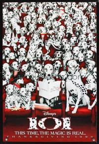 8r007 101 DALMATIANS teaser 1sh '96 Walt Disney live action, wacky image of theater full of dogs!