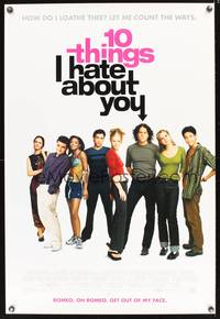 8r005 10 THINGS I HATE ABOUT YOU DS 1sh '99 Julia Stiles, Heath Ledger, modern Shakespeare!