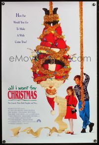 8r032 ALL I WANT FOR CHRISTMAS int'l 1sh '91 wacky image of tied up Leslie Nielsen as Santa Claus!