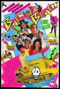 8r046 BACK TO THE BEACH 1sh '87 Avalon & Funicello w/Pee-Wee Herman, rocker Stevie Ray Vaughan!