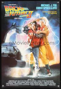 8r047 BACK TO THE FUTURE II 1sh '89 art of Michael J. Fox & Christopher Lloyd by Drew Struzan!