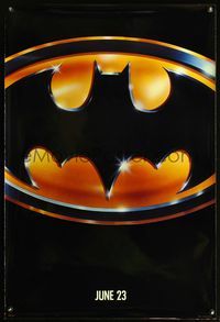 8r057 BATMAN glossy teaser 1sh '89 Michael Keaton, Jack Nicholson, directed by Tim Burton!