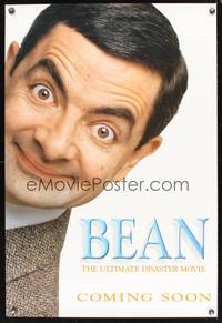 8r065 BEAN head teaser 1sh '97 close-up of Rowan Atkinson as Mr. Bean in Hollywood!