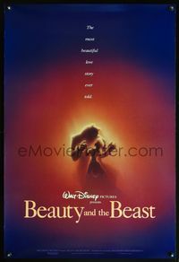 8r069 BEAUTY & THE BEAST DS 1sh '91 Walt Disney cartoon classic, most beautiful love story!