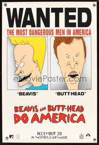 8r073 BEAVIS & BUTT-HEAD DO AMERICA teaser 1sh '96 Mike Judge, most dangerous men in America!