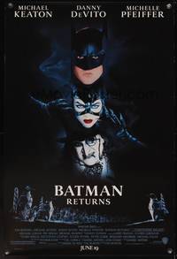 8r058 BATMAN RETURNS DS advance 1sh '92 Michael Keaton, Danny DeVito, Michelle Pfeiffer