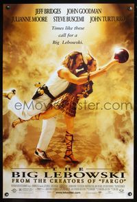 8r076 BIG LEBOWSKI 1sh '98 Coen Brothers, great image of Jeff Bridges bowling with Julianne Moore!