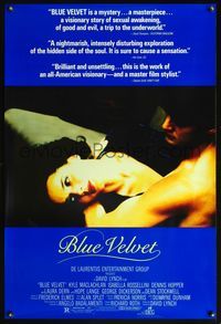 8r083 BLUE VELVET 1sh '86 directed by David Lynch, sexy Isabella Rossellini, Kyle McLachlan!