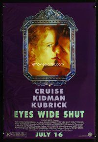 8r166 EYES WIDE SHUT DS advance 1sh '99 Stanley Kubrick, romantic c/u of Tom Cruise & Nicole Kidman