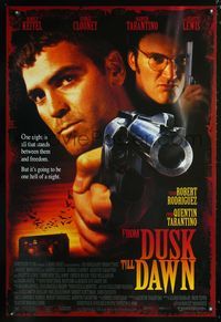 8r185 FROM DUSK TILL DAWN 1sh '95 close image of George Clooney & Quentin Tarantino, vampires!
