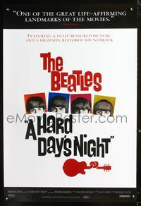 8r216 HARD DAY'S NIGHT 1sh R99 great image of The Beatles, rock & roll classic!
