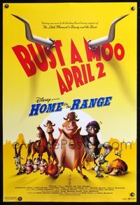 8r223 HOME ON THE RANGE DS advance 1sh '04 Disney cow western CG cartoon!