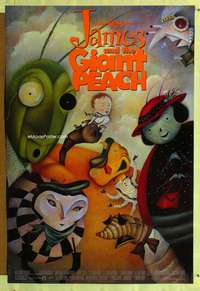 8r248 JAMES & THE GIANT PEACH DS 1sh '96 Walt Disney stop-motion fantasy cartoon, Smith art!