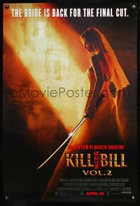 8r003 KILL BILL: VOL. 2 advance 1sh '04 bride Uma Thurman with katana, Quentin Tarantino